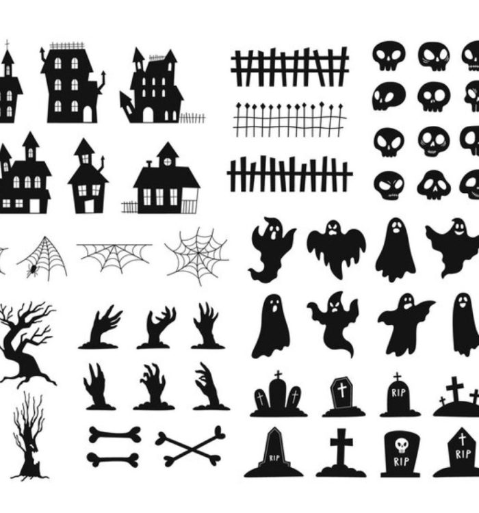 halloween-silhouettes-spooky-decorations-zombie-hands-scary-tree-ghosts-haunted-house-pumpkin-faces-graveyard-tombstones-vector-set-illustration-halloween-bat-scary-spooky_102902-4278